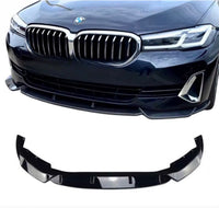 Load image into Gallery viewer, BMW 5 Series G30 LCI SE 2021-2023 Gloss Black Front Splitter 3 Piece - STM STYLING 
