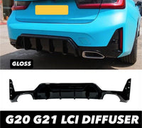 Load image into Gallery viewer, BMW 3 SERIES G20 G21 LCI 2023 GLOSS BLACK LOOK REAR BUMPER DIFFUSER STM 340i STM - STM STYLING 
