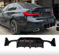 Load image into Gallery viewer, BMW 3 Series G20 G21 LCI 2023+ Gloss Black Rear Diffuser W/ LED Light 340i MP - STM STYLING 
