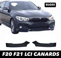 Load image into Gallery viewer, BMW F20 F21 Lci Front Splitter Lip Canards Gloss Black - STM STYLING 
