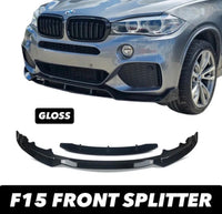 Load image into Gallery viewer, BMW X5 F15 M PERFORMANCE FRONT SPLITTER SPOILER LIP KIT GLOSS BLK 2013-2018

