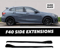 Load image into Gallery viewer, BMW 1 SERIES F40 GLOSS BLACK M PERFORMANCE STYLE SIDE SKIRT EXTENSIONS 2020+
