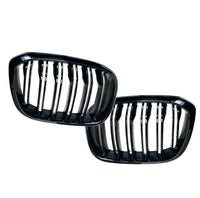 Load image into Gallery viewer, BMW X3 G01 M SPORT LOOK DOUBLE SLAT GLOSS BLACK FRONT KIDNEY GRILLES 18-21
