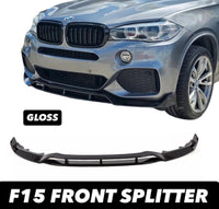 Load image into Gallery viewer, BMW X5 F15 M PERFORMANCE FRONT SPLITTER SPOILER LIP KIT GLOSS BLK 2013-2018
