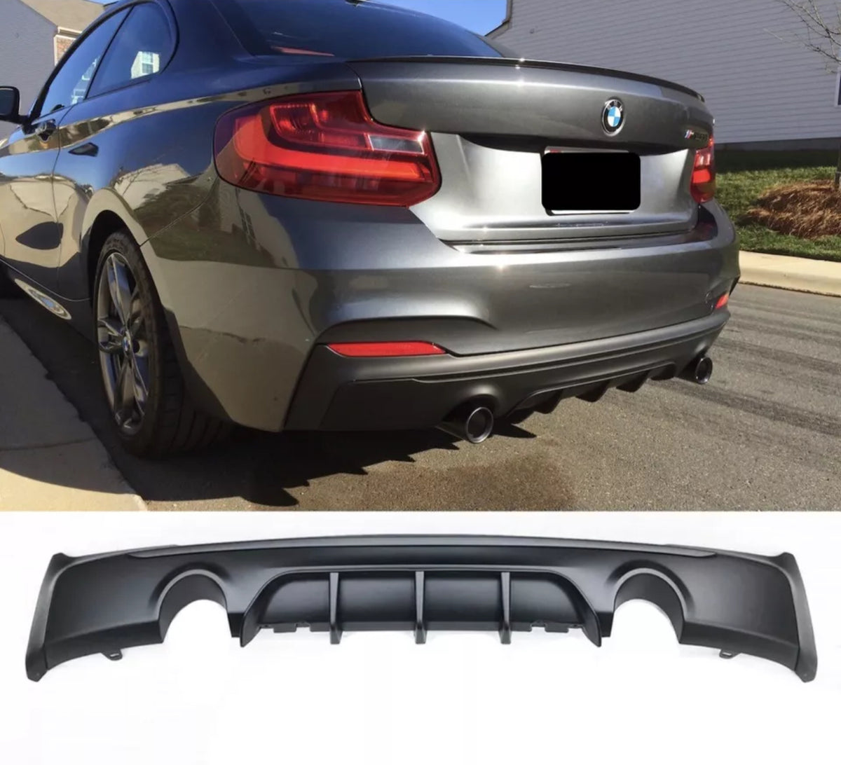 Double Rear Diffuser BMW 2 SERIES F22 F23 M-SPORT PERFORMANCE DUAL REAR DIFFUSER VALANCE MA ...