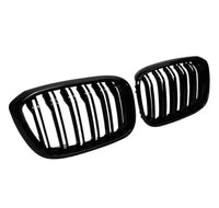 Load image into Gallery viewer, BMW X3 G01 M SPORT LOOK DOUBLE SLAT GLOSS BLACK FRONT KIDNEY GRILLES 18-21
