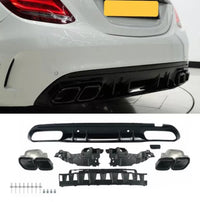 Load image into Gallery viewer, MERCEDES BENZ C CLASS W205 DIFFUSER AMG REAR AMG GLOSS BLACK 2019+ - STM STYLING 
