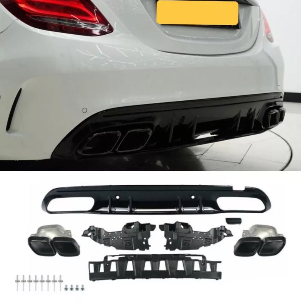 MERCEDES BENZ C CLASS W205 DIFFUSER AMG REAR AMG GLOSS BLACK 2019+ - STM STYLING 