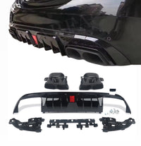 Load image into Gallery viewer, MERCEDES BENZ W205 AMG C63 REAR BUMPER DIFFUSER AMG B STYLE WITH TAILPIPE LED
