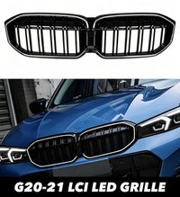 Load image into Gallery viewer, Kidney Grills For BMW 3 Series G20 and G21 2023+ LCI LED Gloss Black Double Slat
