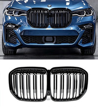 Load image into Gallery viewer, BMW X7 G07 PRE-LCI DOUBLE SLAT FRONT KIDNEY GRILLE GLOSS BLACK 2019-2022
