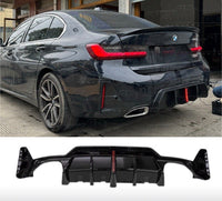 Load image into Gallery viewer, BMW 3 Series G20 G21 LCI 2023+ Gloss Black Rear Diffuser W/ LED Light 340i MP
