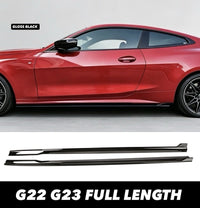 Load image into Gallery viewer, BMW 4 SERIES G22 G23 SIDE SKIRT EXTENSIONS LIP GLOSS BLACK FULL LENGTH STM
