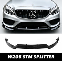 Load image into Gallery viewer, MERCEDES C CLASS W205 C205 2014-2018 AMG LINE GLOSS BLACK FRONT SPLITTER
