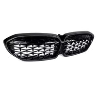 Load image into Gallery viewer, BMW 3 SERIES G20 G21 PRE LCI 2019 -2022 LED KIDNEY GRILLE DIAMOND STYLE GLOSS BK
