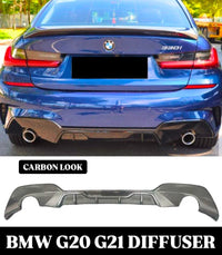 Load image into Gallery viewer, BMW 3 SERIES G20 G21 REAR VALENCE DIFFUSER M PERFORMANCE 2019+ CARBON LOOK
