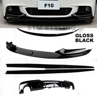 Load image into Gallery viewer, BMW F10 5 SERIES BODY KIT FRONT LIP SPLITTER DIFFUSER SPOILER SIDES GLOSS BLACK
