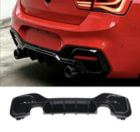 Load image into Gallery viewer, BMW 1 SERIES F20 F21 LCI 15-19 GLOSS BLACK REAR DIFFUSER LIP VALANCE BUMPER DUAL
