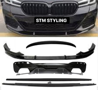 Load image into Gallery viewer, GLOSS BLACK BODY KIT FOR BMW 5 SERIES G30 G31 SPLITTER DIFFUSER SIDE SPOILER LCI
