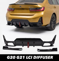 Load image into Gallery viewer, GLOSS BLACK G20 G21 LCI DIFFUSER PERFORMANCE STYLE REAR FOR BMW 3 SERIES
