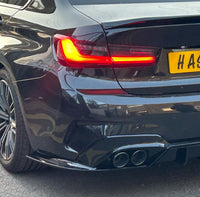 Load image into Gallery viewer, BMW G20 G80 3 SERIES GLOSS BLACK REAR BUMPER DIFFUSER SPLITTER CANARDS LIP
