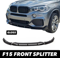 Load image into Gallery viewer, BMW X5 F15 M PERFORMANCE FRONT SPLITTER SPOILER LIP KIT GLOSS BLK 2013-2018
