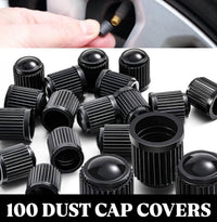 Load image into Gallery viewer, 100x DUST AIR VALVE TYRE CAPS BLACK PLASTIC COVERS CAR BIKE WHEEL &amp; MOTORBIKE
