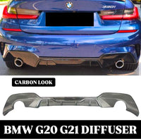 Load image into Gallery viewer, BMW 3 SERIES G20 G21 REAR VALENCE DIFFUSER M PERFORMANCE 2019+ CARBON LOOK
