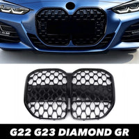 Load image into Gallery viewer, BMW 4 SERIES G22 G23 DIAMOND KIDNEY GRILLES GLOSS BLACK GRILLE GRILL
