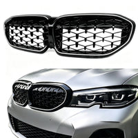 Load image into Gallery viewer, BMW 3 SERIES G20 G21 PRE LCI 2019 -2022 LED KIDNEY GRILLE DIAMOND STYLE GLOSS BK
