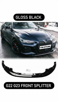 Load image into Gallery viewer, FOR BMW 4 SERIES G22 M SPORT FRONT SPLITTER BUMPER LIP SPOILER GLOSS BLACK CHIN
