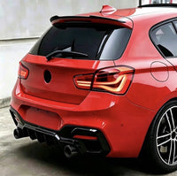 Load image into Gallery viewer, BMW 1 SERIES F20 F21 LCI 15-19 GLOSS BLACK REAR DIFFUSER LIP VALANCE BUMPER DUAL

