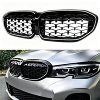 Load image into Gallery viewer, BMW 3 SERIES G20 G21 PRE LCI 2019 -2022 LED KIDNEY GRILLE DIAMOND STYLE GLOSS BK
