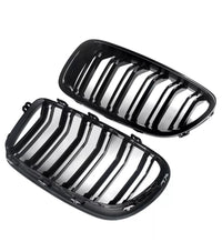 Load image into Gallery viewer, BMW F10 F11 5 Series 10-16 Kidney Grille Grill Grilles Gloss Black Twin Slats
