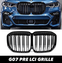Load image into Gallery viewer, BMW X7 G07 PRE-LCI DOUBLE SLAT FRONT KIDNEY GRILLE GLOSS BLACK 2019-2022
