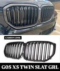 Load image into Gallery viewer, BMW X5 G05 GRILLES CARBON FRONT KIDNEY GRILL GRILLE 2018+ TWIN SLAT
