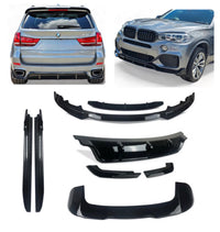 Load image into Gallery viewer, BMW X5 F15 KIT SPLITTER DIFFUSER SIDE SKIRTS SPOILER GLOSS BLACK GRILLES MIRRORS
