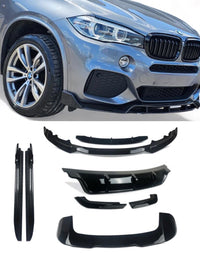 Load image into Gallery viewer, BMW X5 F15 KIT SPLITTER DIFFUSER SIDE SKIRTS SPOILER GLOSS BLACK GRILLES MIRRORS
