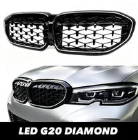 Load image into Gallery viewer, BMW 3 SERIES G20 G21 PRE LCI 2019 -2022 LED KIDNEY GRILLE DIAMOND STYLE GLOSS BK
