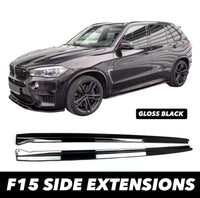 Load image into Gallery viewer, BMW X5M F85 F15 X6M F86 F16 GLOSS BLACK SIDE SKIRT EXTENSION BLADE LIP MP
