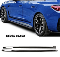 Load image into Gallery viewer, BMW 4 SERIES I4 G26 M PERFORMANCE SIDE SKIRT LIP EXTENSIONS BLACK FULL LENGTH
