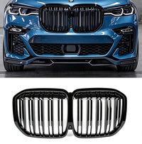 Load image into Gallery viewer, BMW X7 G07 PRE-LCI DOUBLE SLAT FRONT KIDNEY GRILLE GLOSS BLACK 2019-2022
