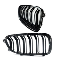 Load image into Gallery viewer, BMW F10 F11 5 Series 10-16 Kidney Grille Grill Grilles Gloss Black Twin Slats

