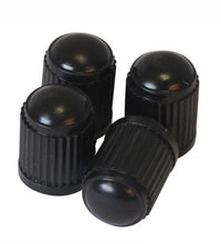 Load image into Gallery viewer, 4 X CAR BIKE CYCLE BLACK PLASTIC AIR VALVE TYRE ALLOY WHEEL CAPS DUST VALVE
