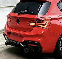 Load image into Gallery viewer, BMW 1 SERIES F20 F21 LCI 15-19 GLOSS BLACK REAR DIFFUSER LIP VALANCE BUMPER DUAL
