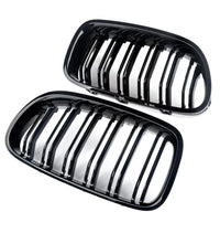 Load image into Gallery viewer, BMW F10 F11 5 Series 10-16 Kidney Grille Grill Grilles Gloss Black Twin Slats

