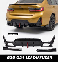Load image into Gallery viewer, GLOSS BLACK G20 G21 LCI DIFFUSER PERFORMANCE STYLE REAR FOR BMW 3 SERIES
