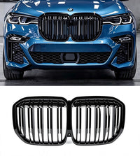 Load image into Gallery viewer, BMW X7 G07 PRE-LCI DOUBLE SLAT FRONT KIDNEY GRILLE GLOSS BLACK 2019-2022
