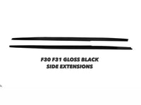 Load image into Gallery viewer, BMW F30 F31 GLOSS BLACK KIT 3 SERIES FRONT SPLITTER DIFFUSER SIDE SINGLE EXIT
