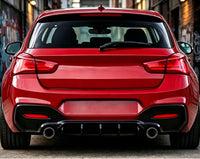 Load image into Gallery viewer, BMW 1 SERIES F20 F21 LCI 15-19 GLOSS BLACK REAR DIFFUSER LIP VALANCE BUMPER DUAL
